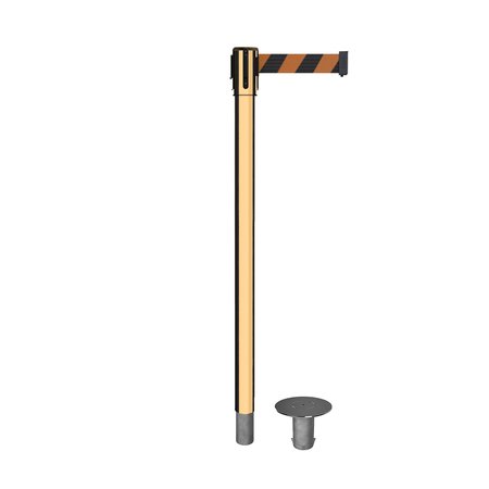 MONTOUR LINE Retractable Belt Removable Stanchion, 2ft Pol.Brass Post  11ft. Blk/Or MX530R-PB-BOD-110